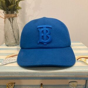 Burberry TB Monogram Baseball Cap Blue Cotton Made in Italy Size L Adjustable
